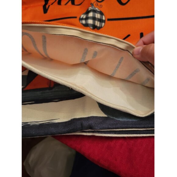 Throw Pillow Covers Orange Pumpkin Cottage Farmhouse Thanksgiving Fall Decor 18" - Picture 9 of 10